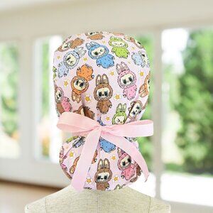 Labubu Monsters~ Ponytail Scrub Cap, Surgical Hat, OR, CNA, Cap, CRNA, Scrub Cap